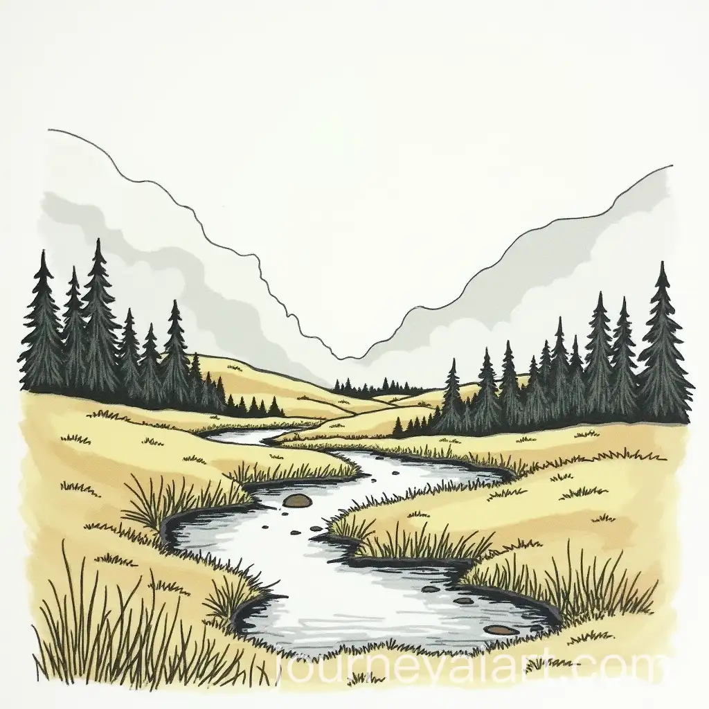 Serene-Landscape-Drawing-with-Vibrant-Natural-Elements