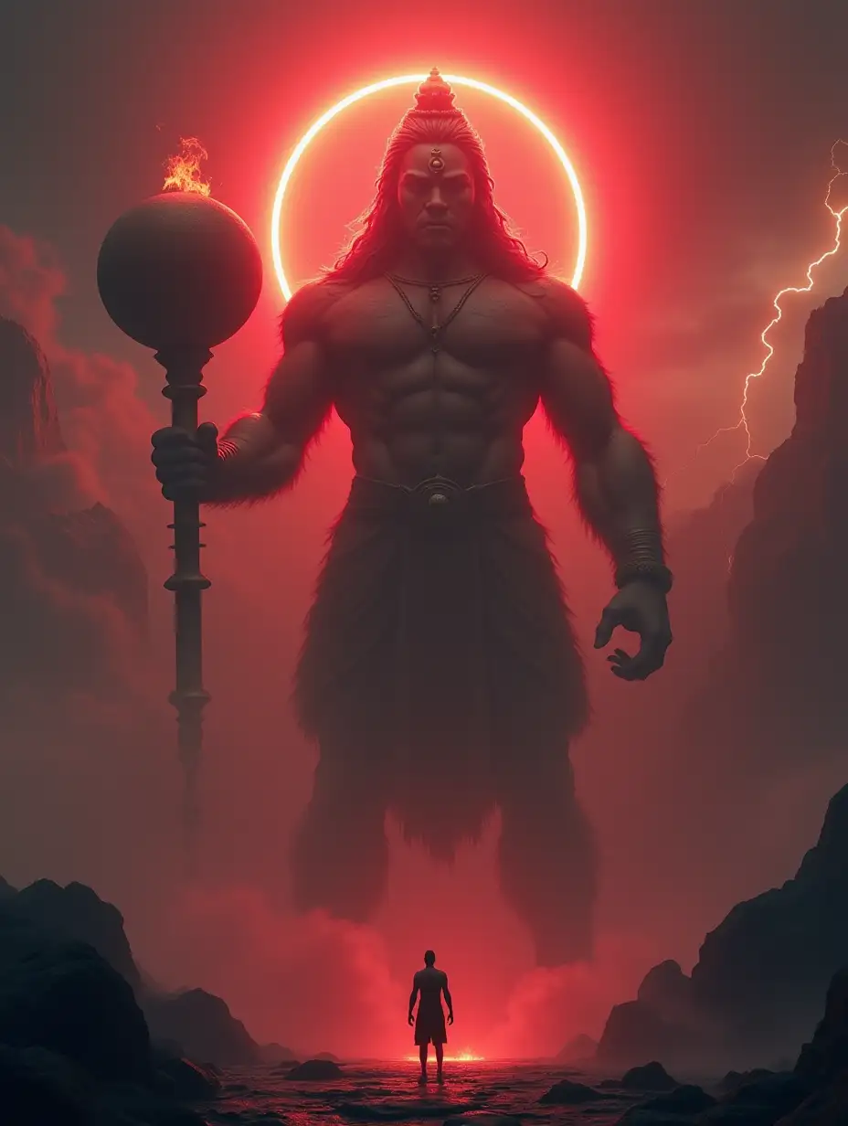 Surreal-Cinematic-Scene-of-a-DeityLike-Hanuman-Figure-with-Divine-Aura-and-Thunder-Effects