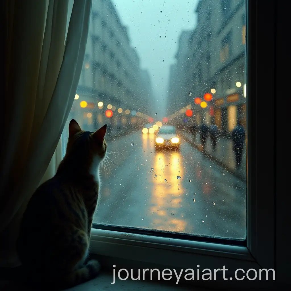 Cat-Observing-the-Rainy-City-Through-a-Window-with-Dynamic-Lighting-and-Shadows