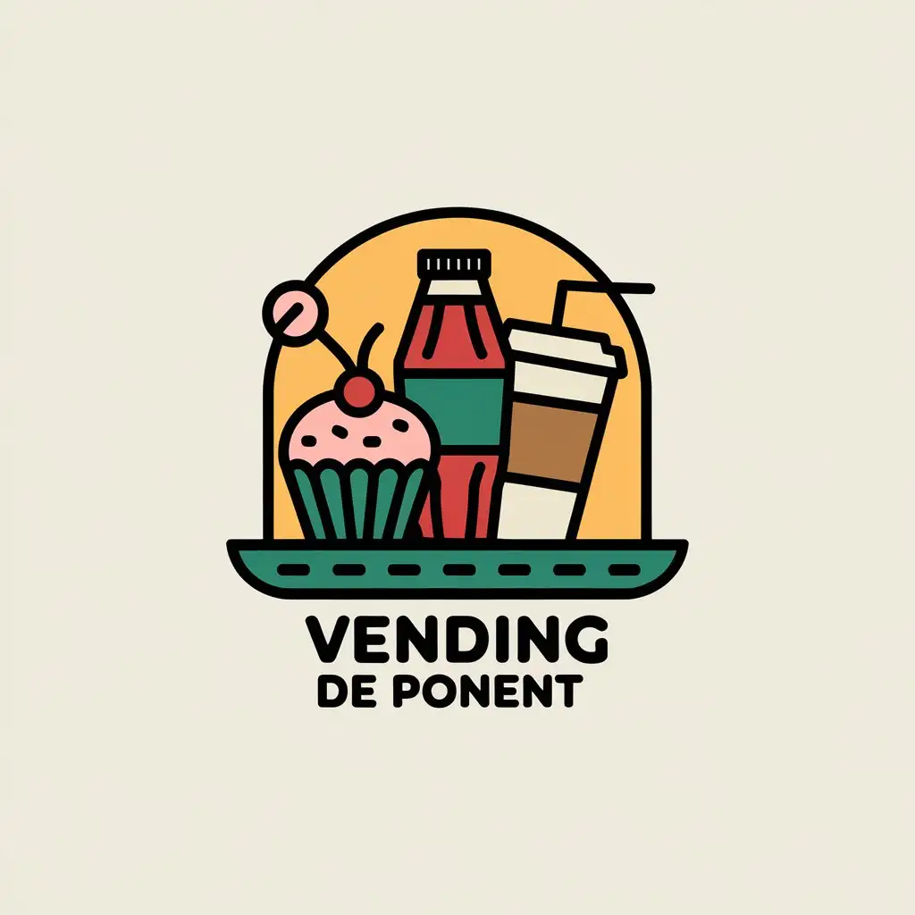 LOGO Design for Vending De Ponent Vector Logo Featuring Cupcake Soda Drink and Coffee Cup