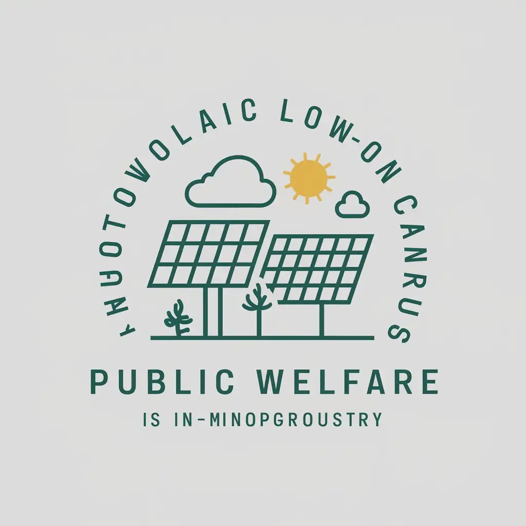 a vector logo design,with the text "photovoltaic low-carbon campus", main symbol:Solar panels and public welfare,Minimalistic,be used in Nonprofit industry,clear background