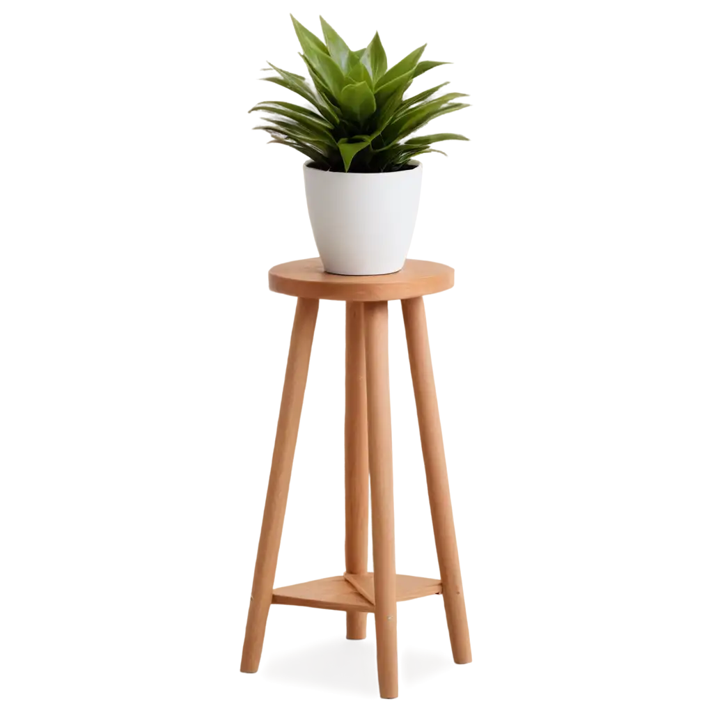 Stylish-Wooden-Plant-Stand-with-Indoor-Plant-PNG-for-Home-Decor