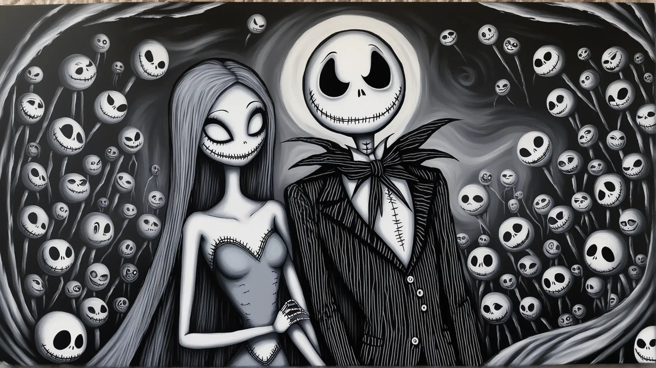 jack and sally univers painting acylic black and grey