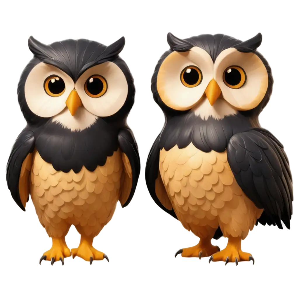 Owl-PNG-in-Pixar-Style-with-Black-and-Gold-Colors-for-Stunning-Visuals