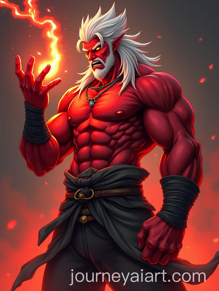 AI-Art-Prompt-ExpansionPowerful-Oni-Orc-Monk-with-Psychic-Magic-Arcing-from-Fingers-in-Rugged-Clothing