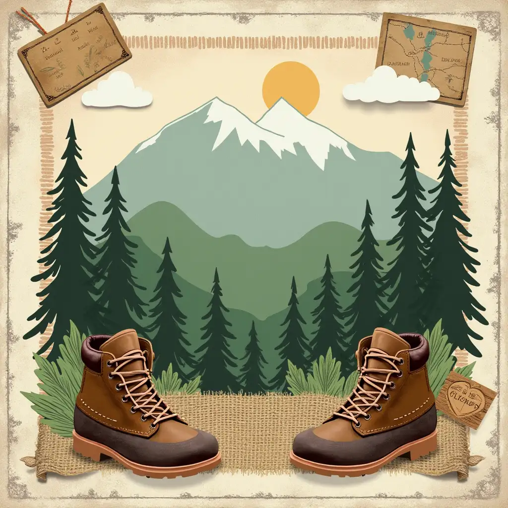 Scrapbook Card Inspired by Mountain Adventures with Earthy Tones and Outdoor Elements