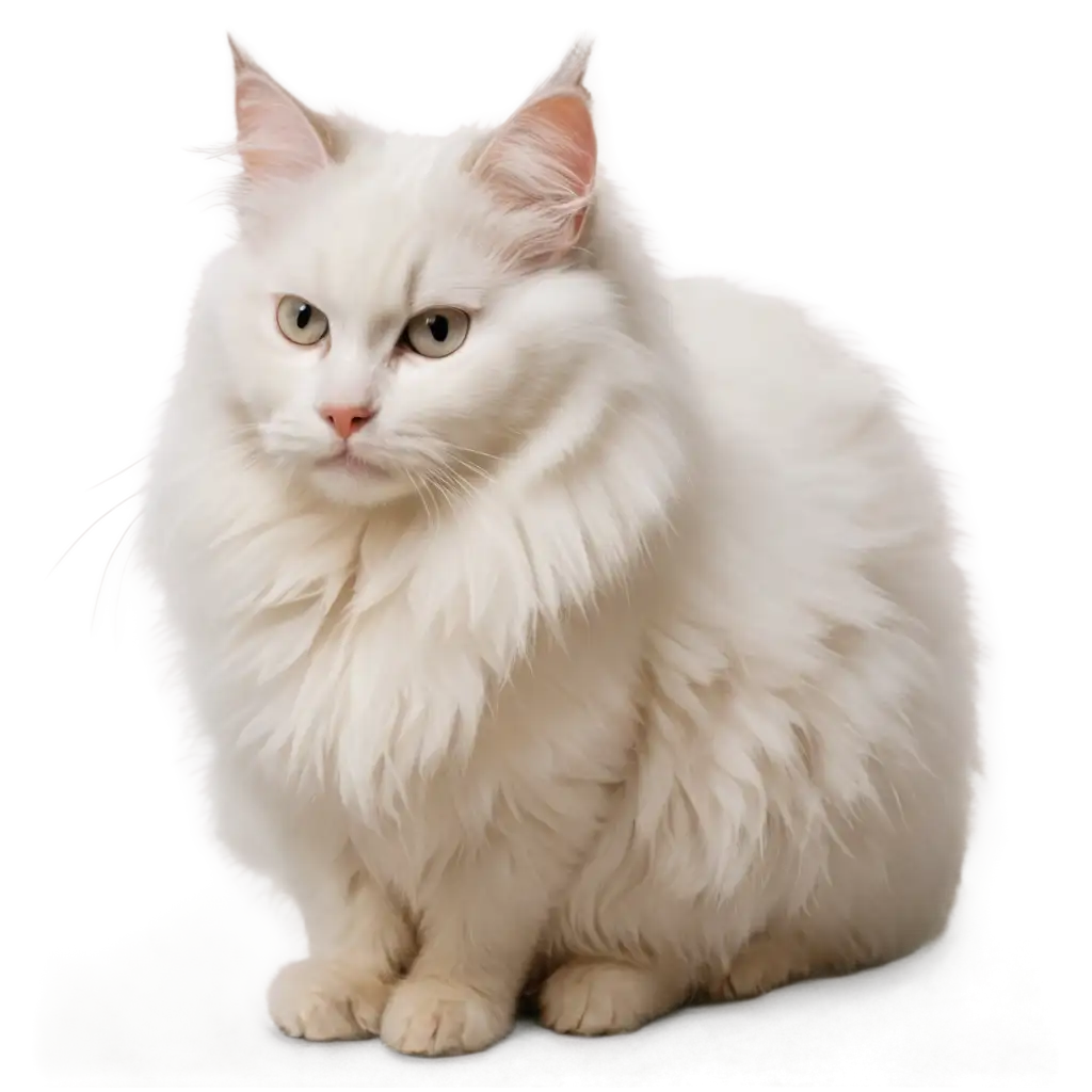 A white fluffy cat, with tufts on its ears lying in a slice of floor