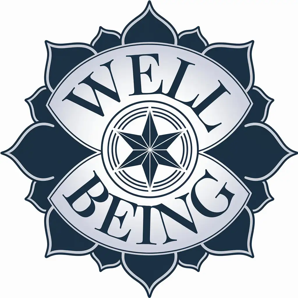 LOGO Design for Well Being Lotus Sapphire Blue and FivePointed Star with Clear Background