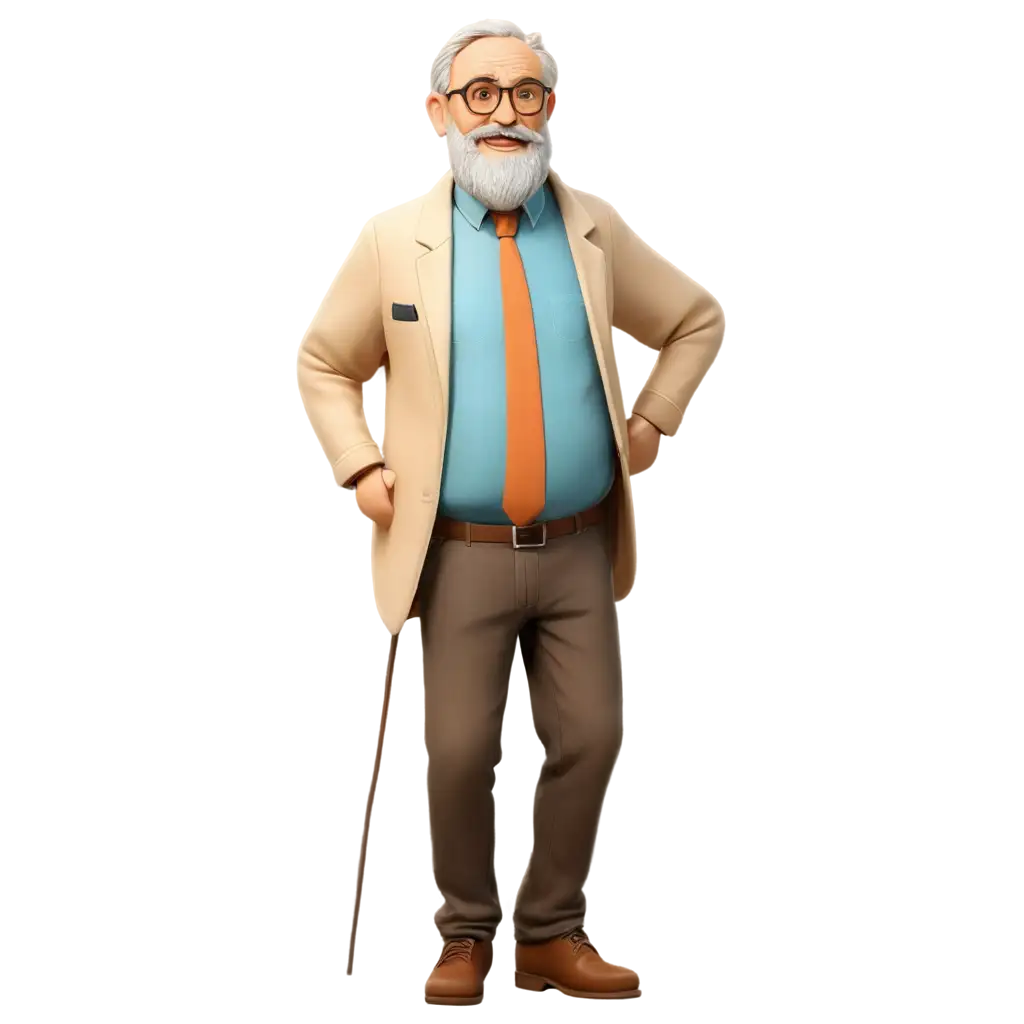 Cartoon-Grandfather-with-Glasses-and-Beard-PNG-HighQuality-FullLength-Image-for-Versatile-Use