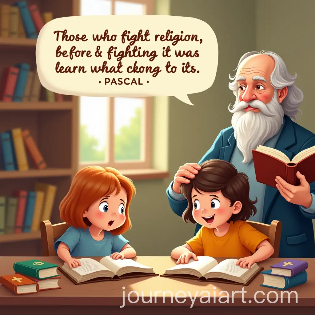 Children-Studying-Christianity-with-Christian-Icons-and-Pascals-Quote