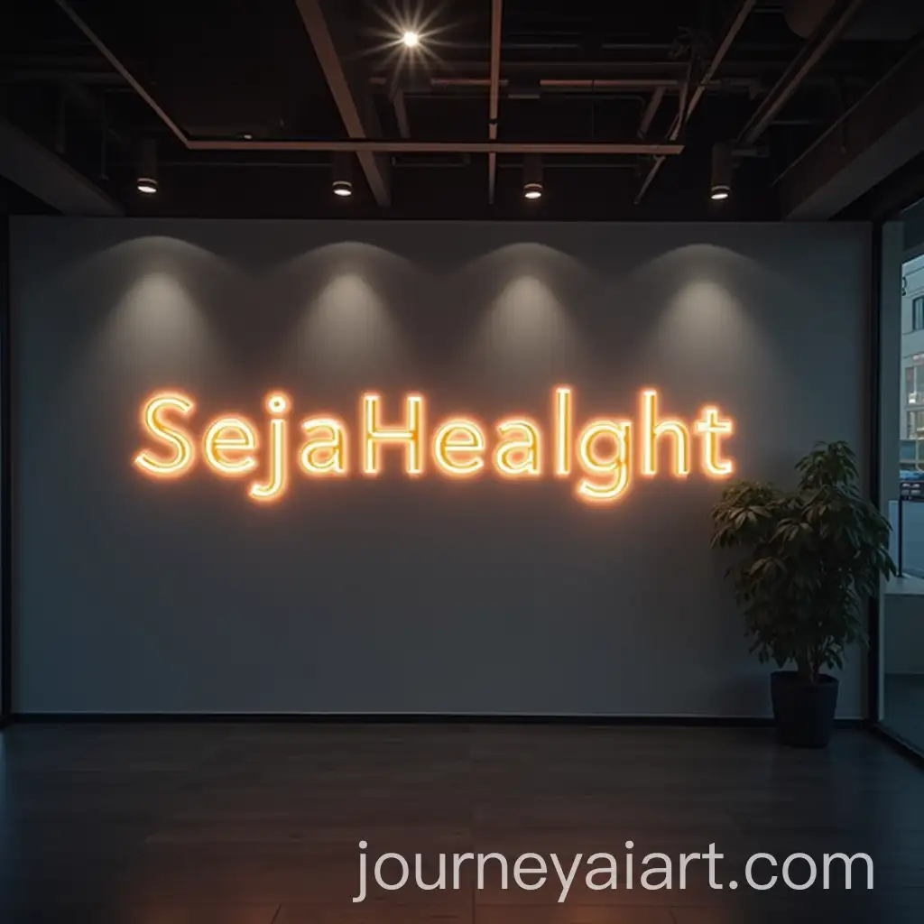 Illuminated-SejaHealght-Logo-on-Modern-Company-Wall