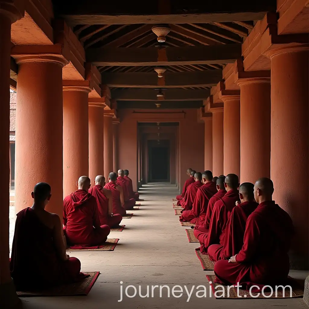 Buddhist-Monks-Walking-Inside-Nalanda-University-Campus