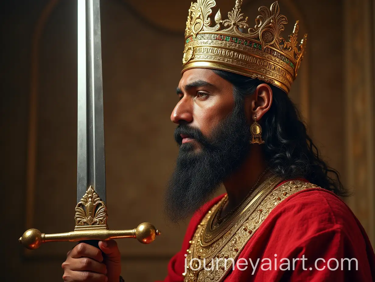 Ancient-Indian-King-with-Dazzling-Crown-and-Sword-in-Hand