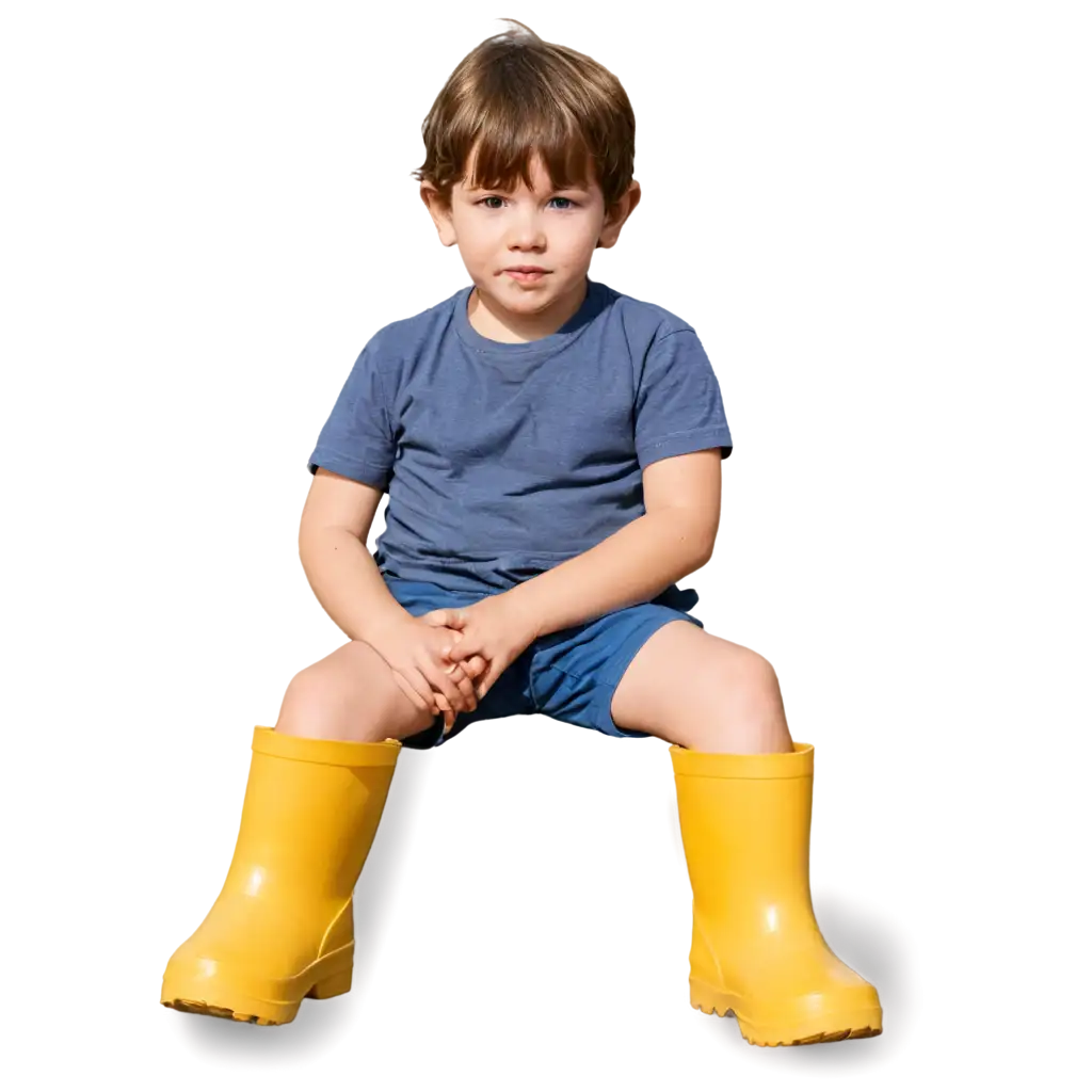 PNG-Image-of-a-3YearOld-Boy-with-Brown-Hair-and-Yellow-Rubber-Boots