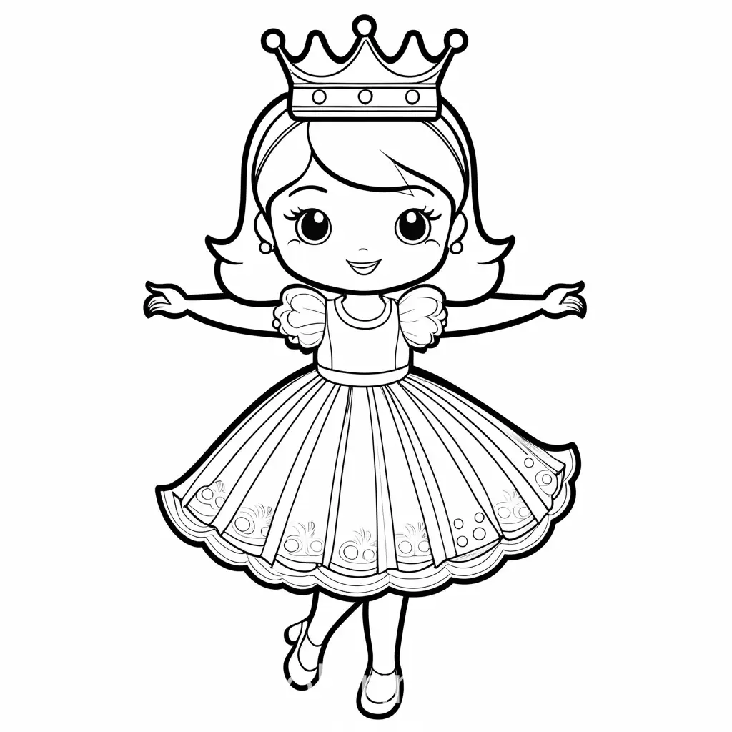 Whimsical-Dancing-Fly-in-a-Dress-and-Crown-for-Kids-Coloring-Page