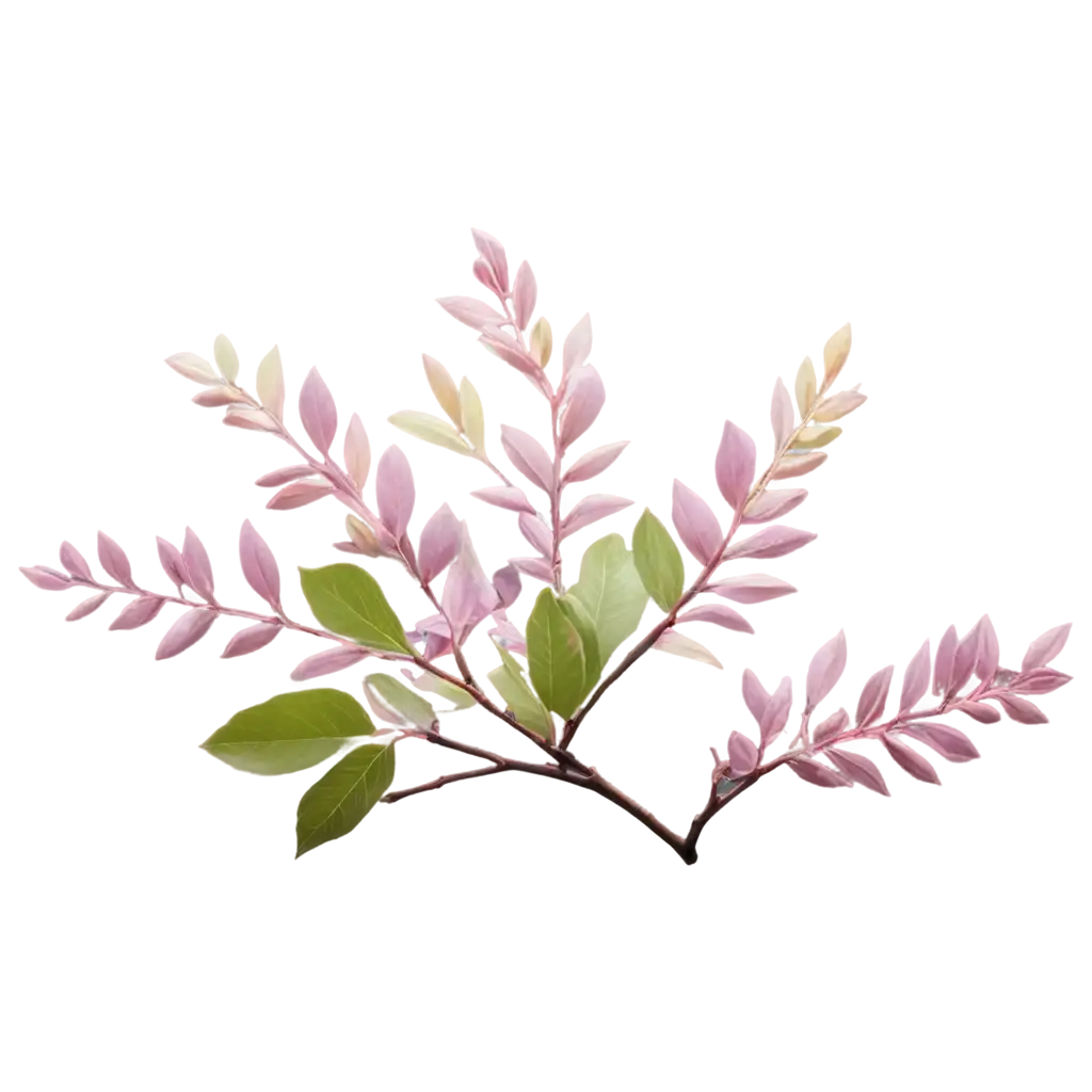 branches with green leaves and light purple colors
