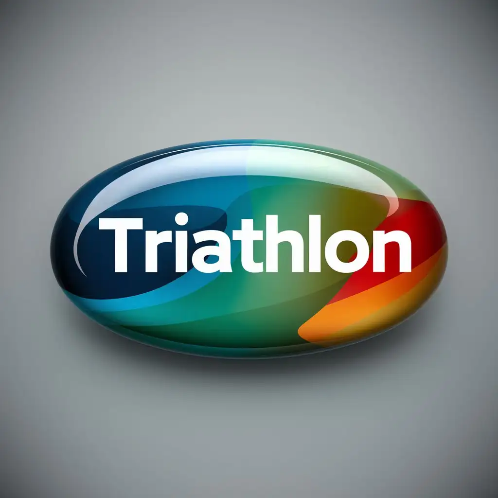 Triathlon Oval Button with Blue Green and Red