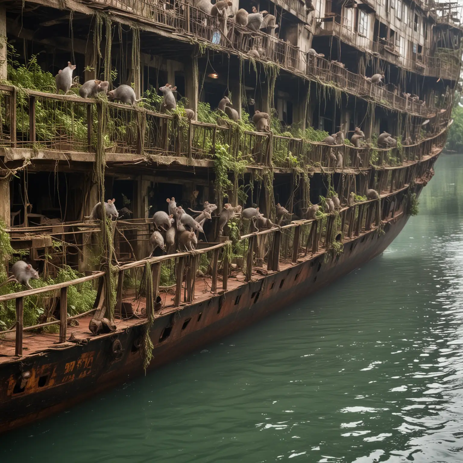 Rats-Escaping-from-Sinking-SailandWheel-Steamship-in-Jungle