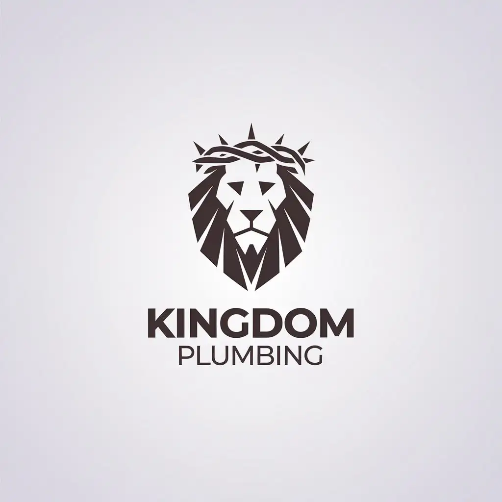 LOGO Design for Kingdom Plumbing Thorn Crown Lion Symbol with Minimalistic Aesthetics