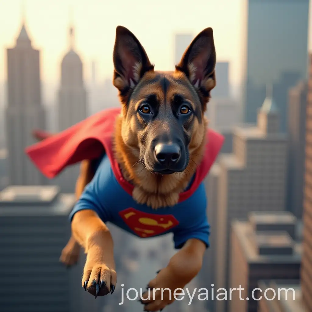 GermanAI-Art-Prompt-Expansion-Shepherd-Dog-in-Superman-Suit-Flying-Over-Cityscape