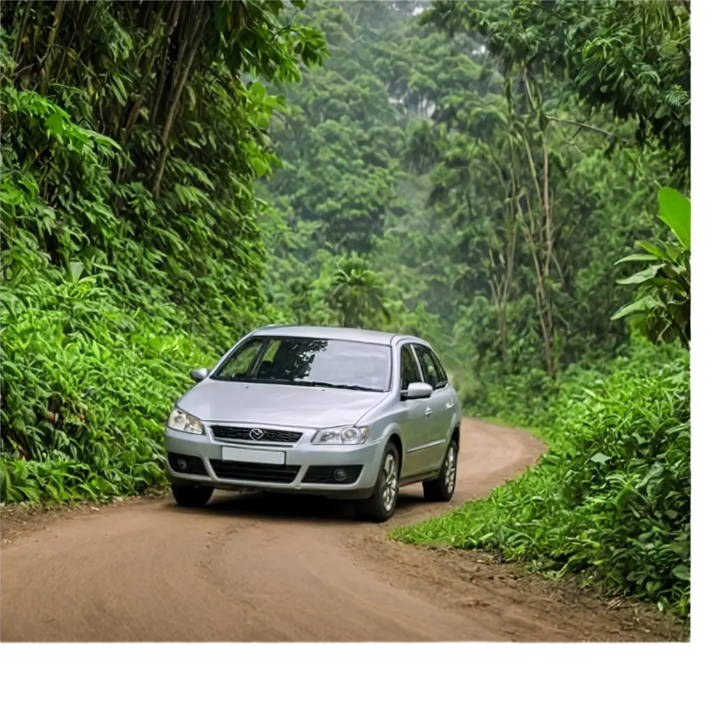 Car-on-the-Jungle-Way-PNG-HighQuality-Image-for-Versatile-Use