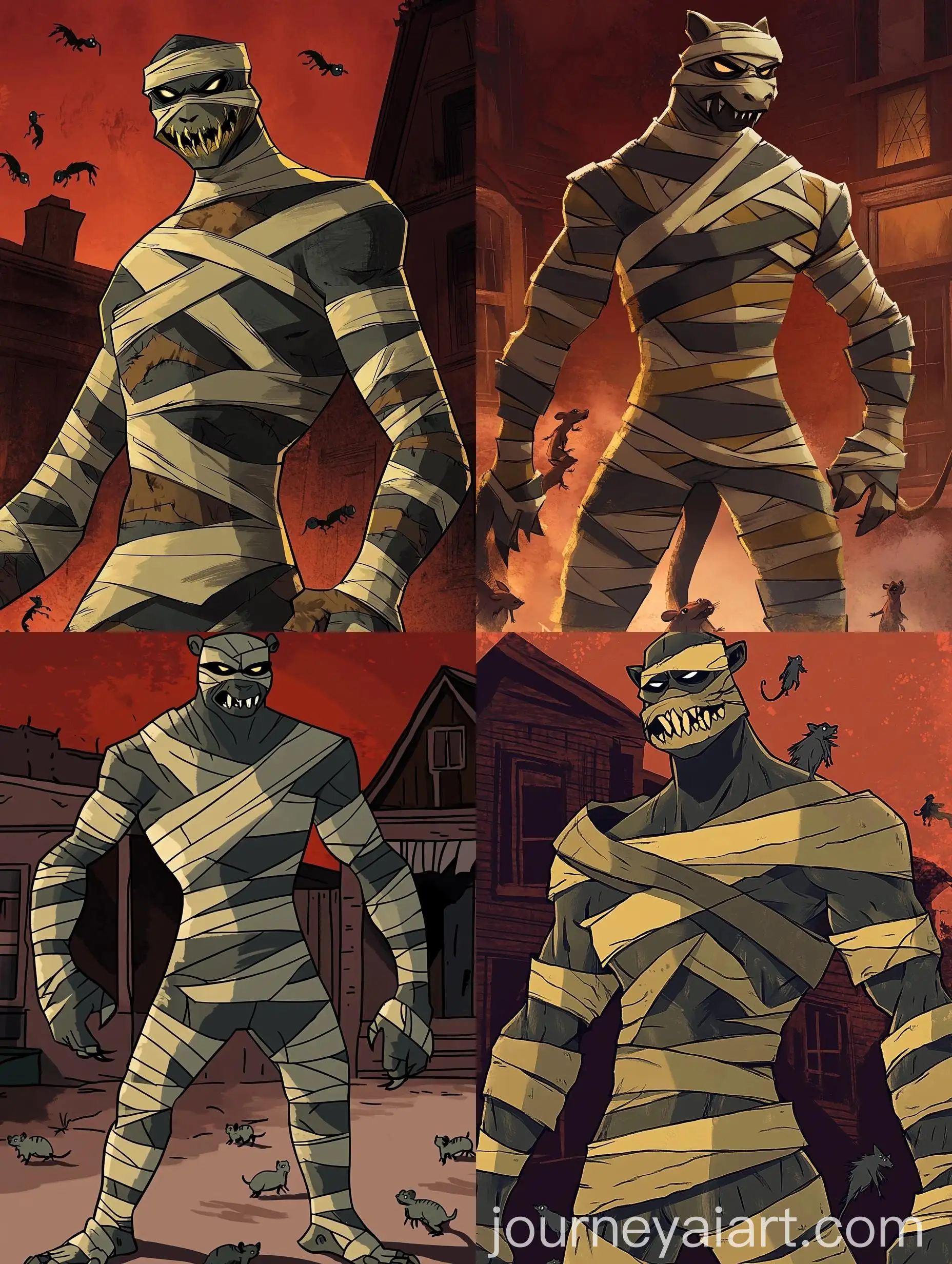 Sinister-Man-Wrapped-in-Bandages-with-Rats-in-Red-Atmosphere