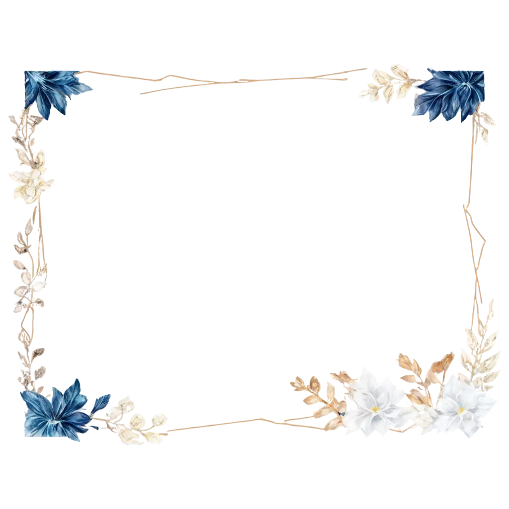 Exquisite-Blue-and-White-Floral-Frame-PNG-for-Digital-Art-Designs