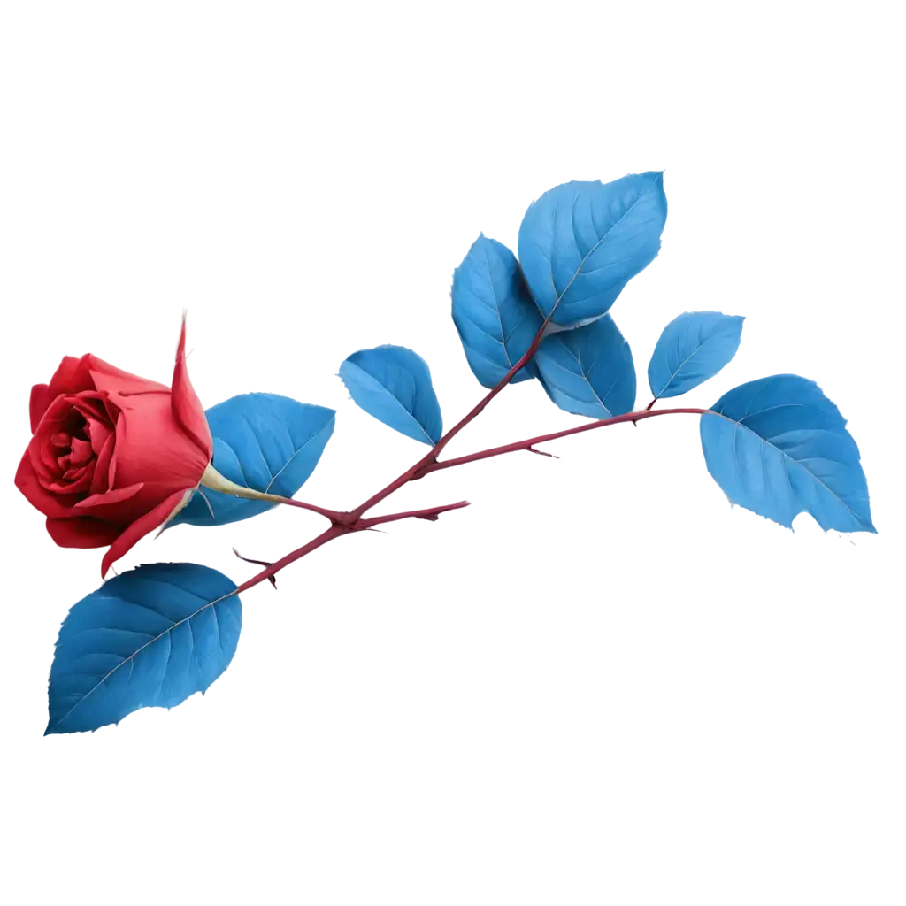 Rose-in-Blue-Colour-with-Red-Leaves-PNG-Image-for-HighQuality-Visuals