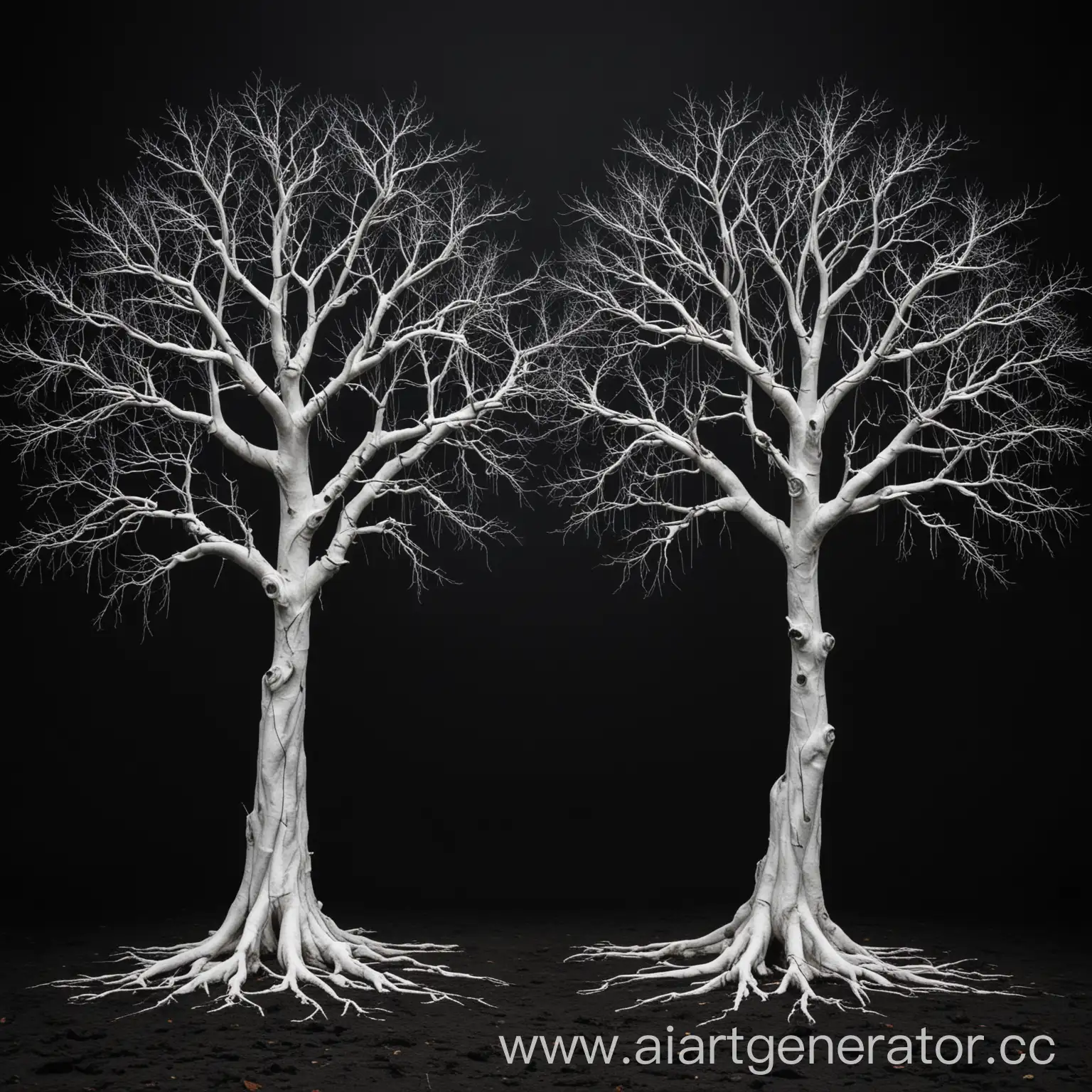 Eerie-White-Trees-on-Dark-Background