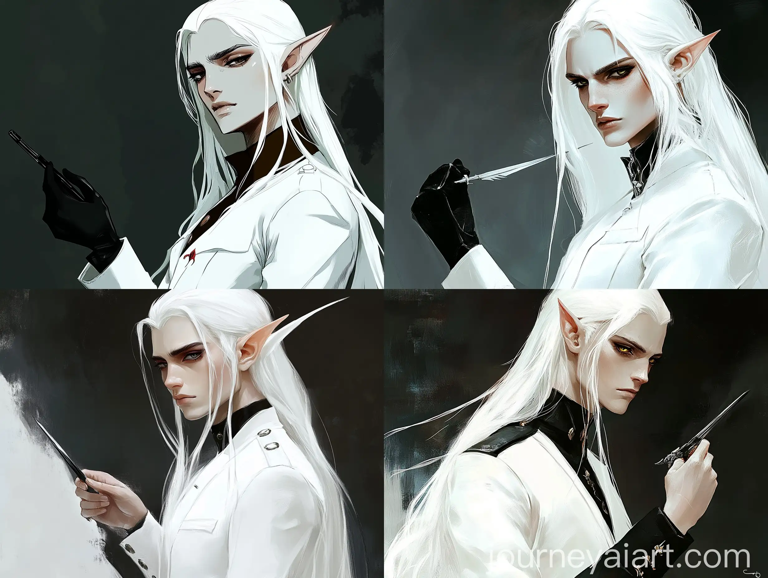 Serious-Androgynous-Elf-with-White-Hair-in-Fantasy-Military-Uniform