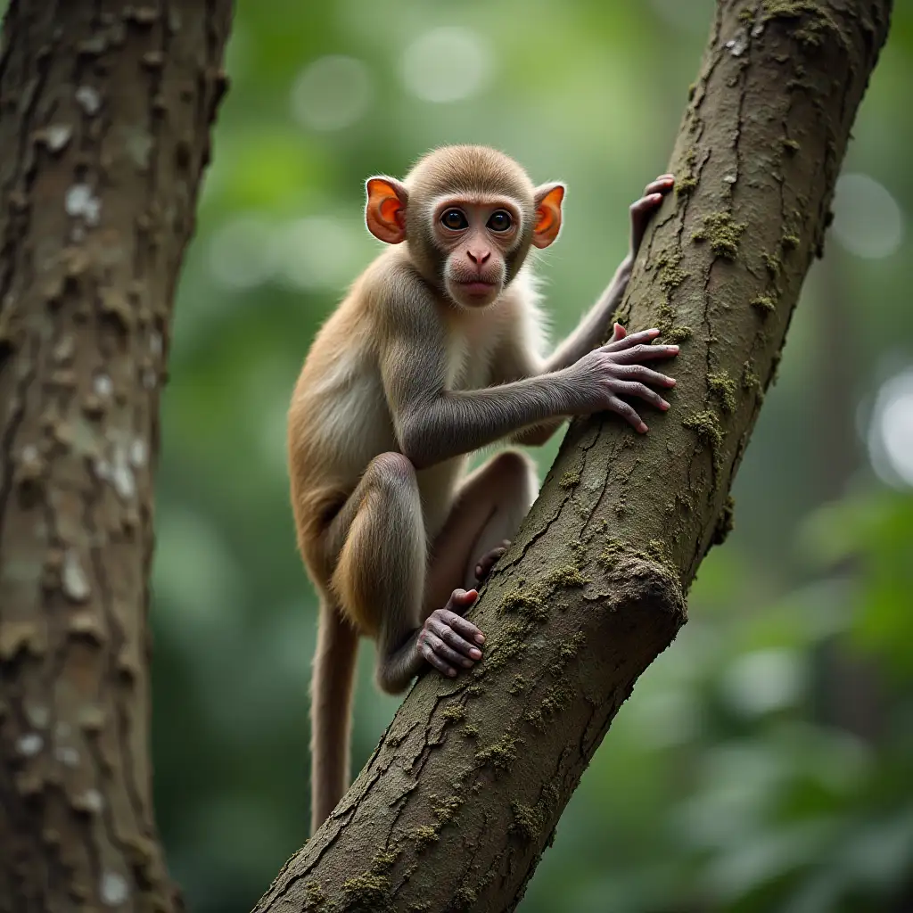 monkey climbing the tree