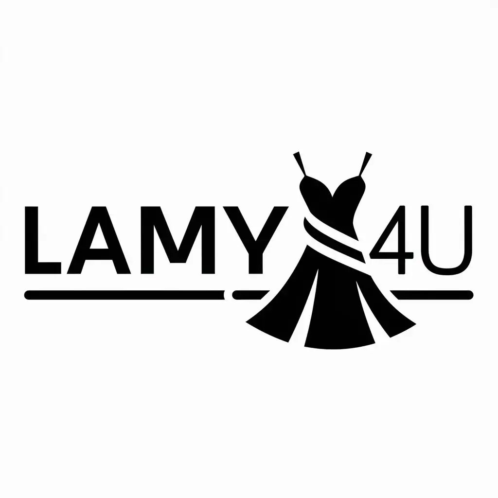 a logo design,with the text "LAMY4U", main symbol:Beautiful clothing, rail,complex,be used in Clothing industry,clear background