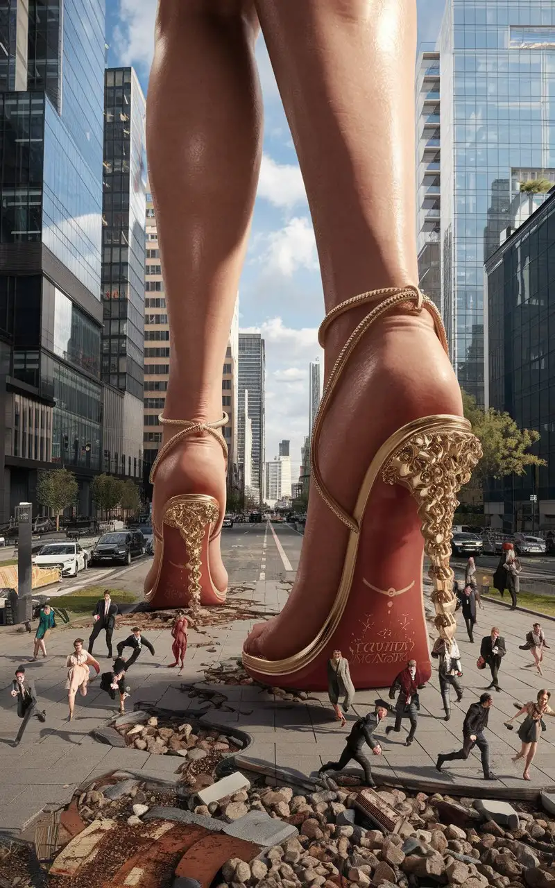 Giantess-in-High-Heels-Dismantling-a-Modern-City