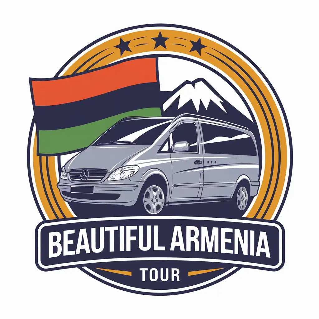 LOGO-Design-for-Beautiful-Armenia-Tour-Mercedes-Viano-and-Armenian-Flag-with-Mount-Ararat-Theme