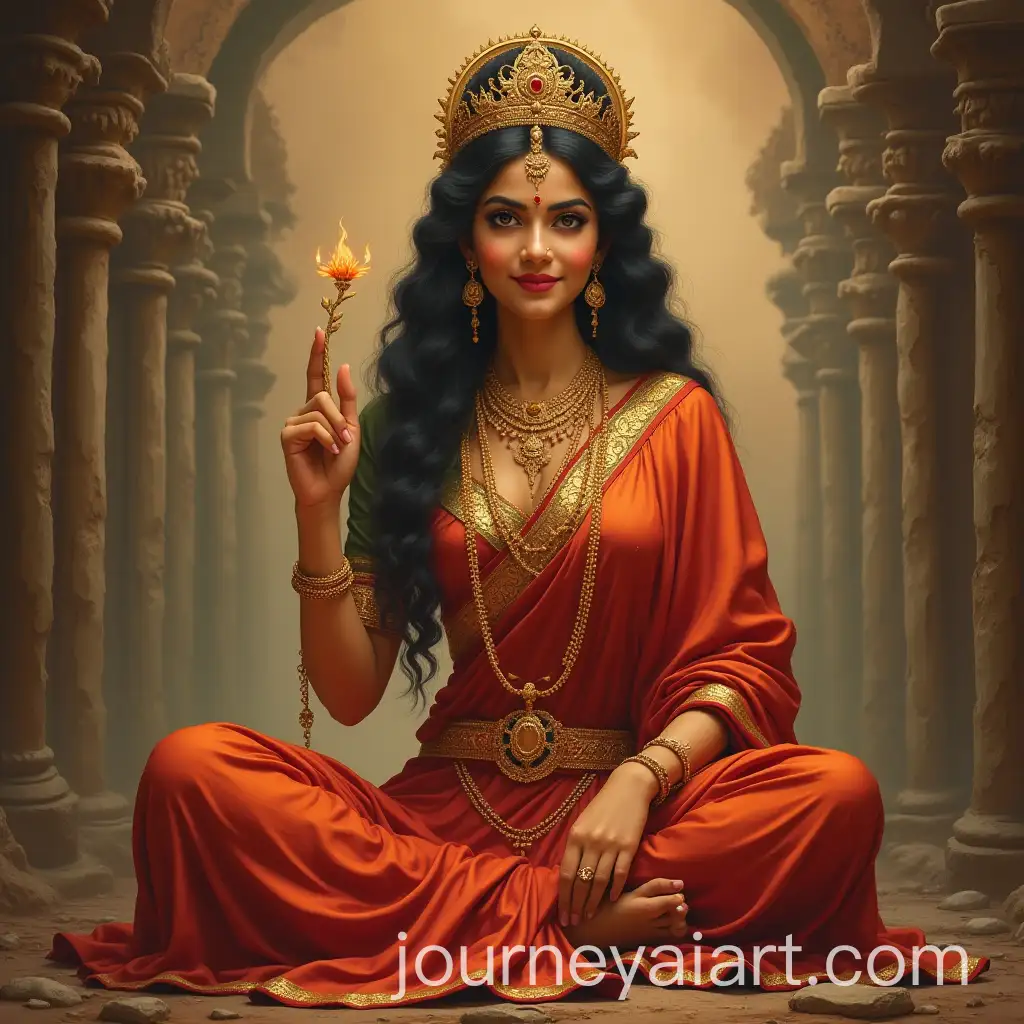 Goddess-Sita-in-Saree-Traditional-Hindu-Mythology-Artwork