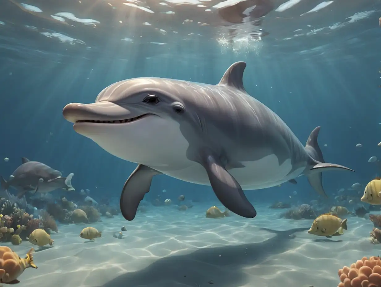 Cute-Dolphin-Swimming-Underwater-in-DisneyInspired-3D-Scene