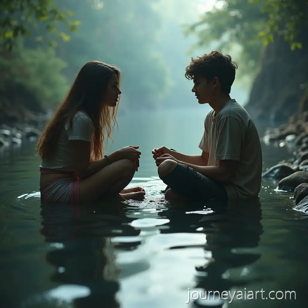 Couple-Sitting-and-Talking-on-a-WateryWatery-floor-conversation-Floor
