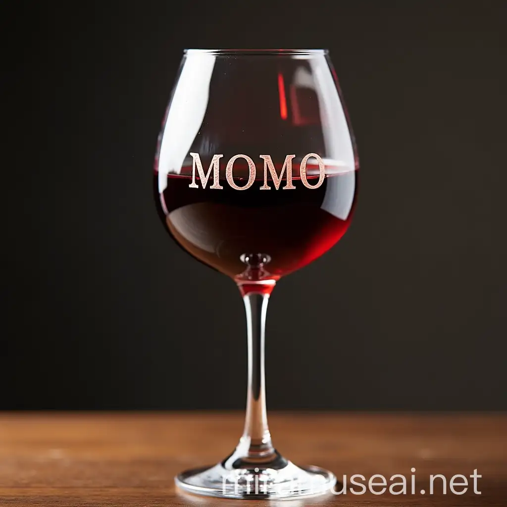 Elegant Wine Glass with MOMO Typography