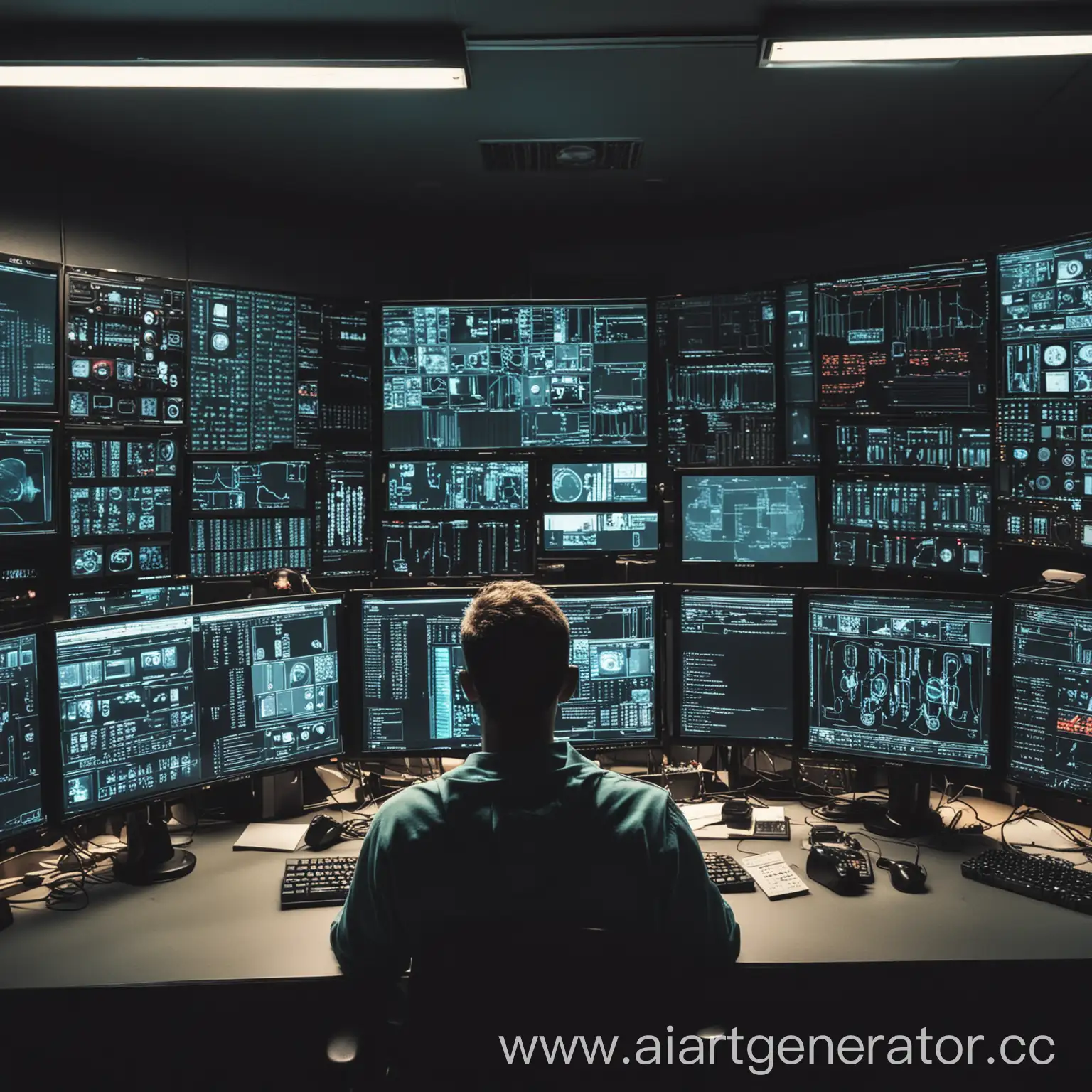 Hacker-in-HighTech-Monitoring-Control-Room-with-Colorful-Devices-and-Systems