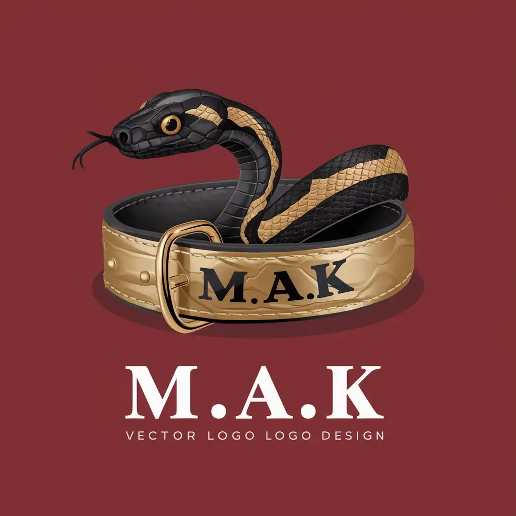 LOGO Design For MAK Dog Collar Design with Gold Leather and Realistic Snake