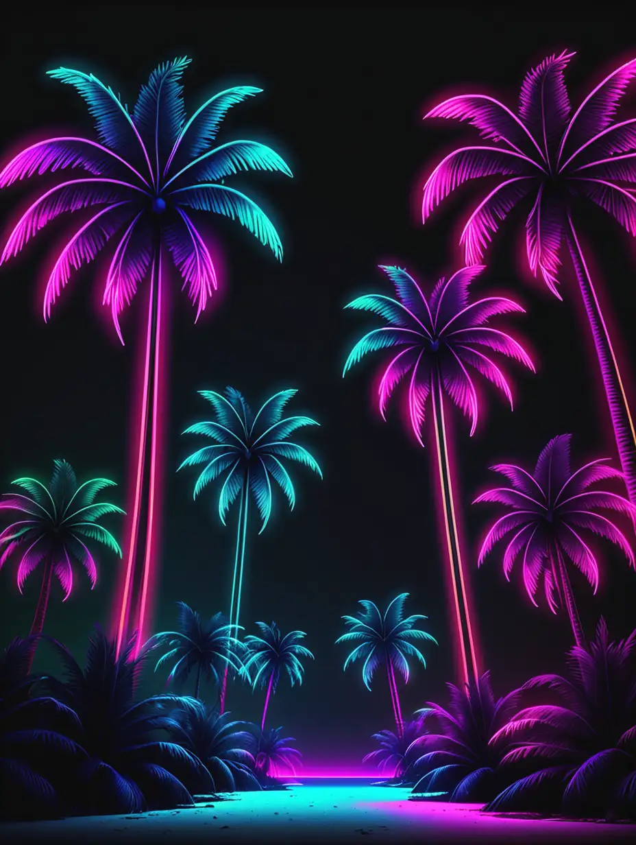 Neon-Palm-Trees-Against-Dark-Background