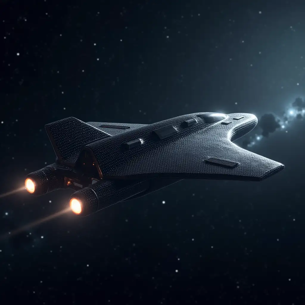 Carbon-Fiber-Spacecraft-in-the-Universe-with-Stars-Emitting-Bright-Light