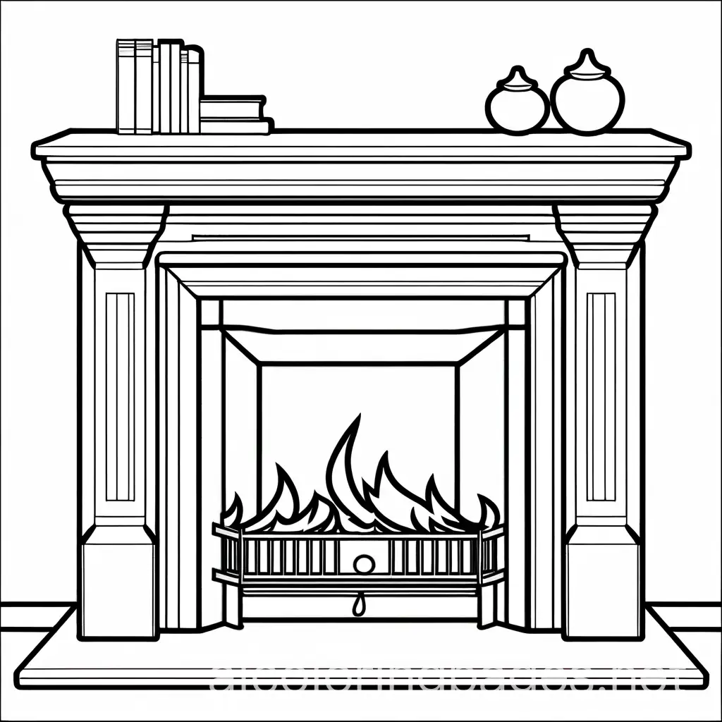 Simple-Fireplace-Coloring-Page-for-Toddlers-with-Bold-Outlines