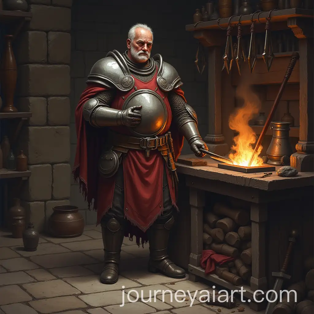 Merchant-Blacksmith-Selling-Weapons-and-Armors-in-an-RPG-Setting