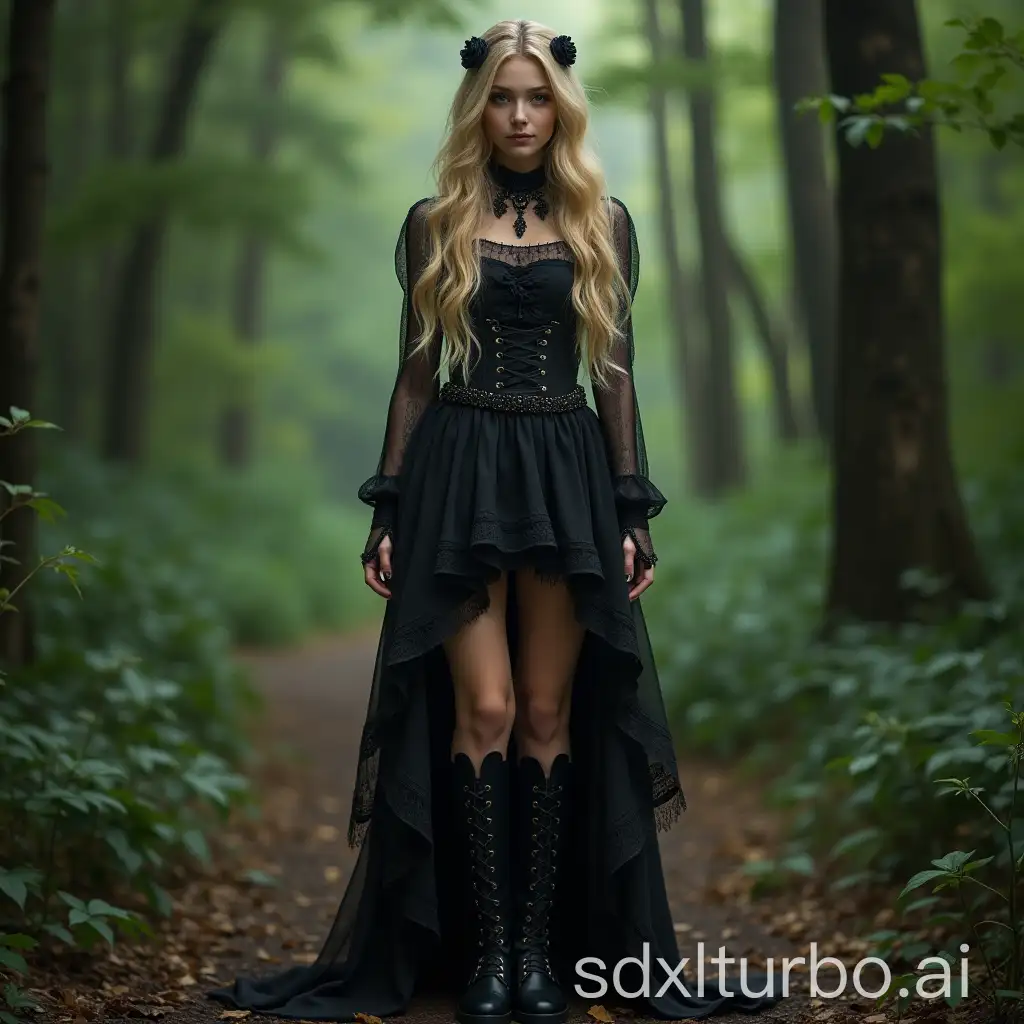 Gothic-Lolita-Girl-in-a-Lush-Forest-Setting