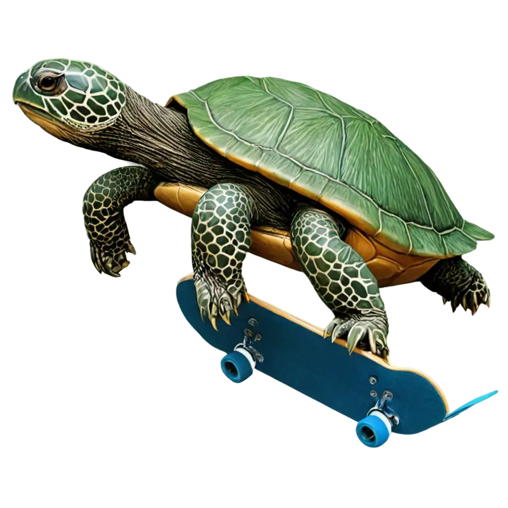 PNG-Image-of-a-Turtle-Skateboarding-Creative-and-Playful-Artwork