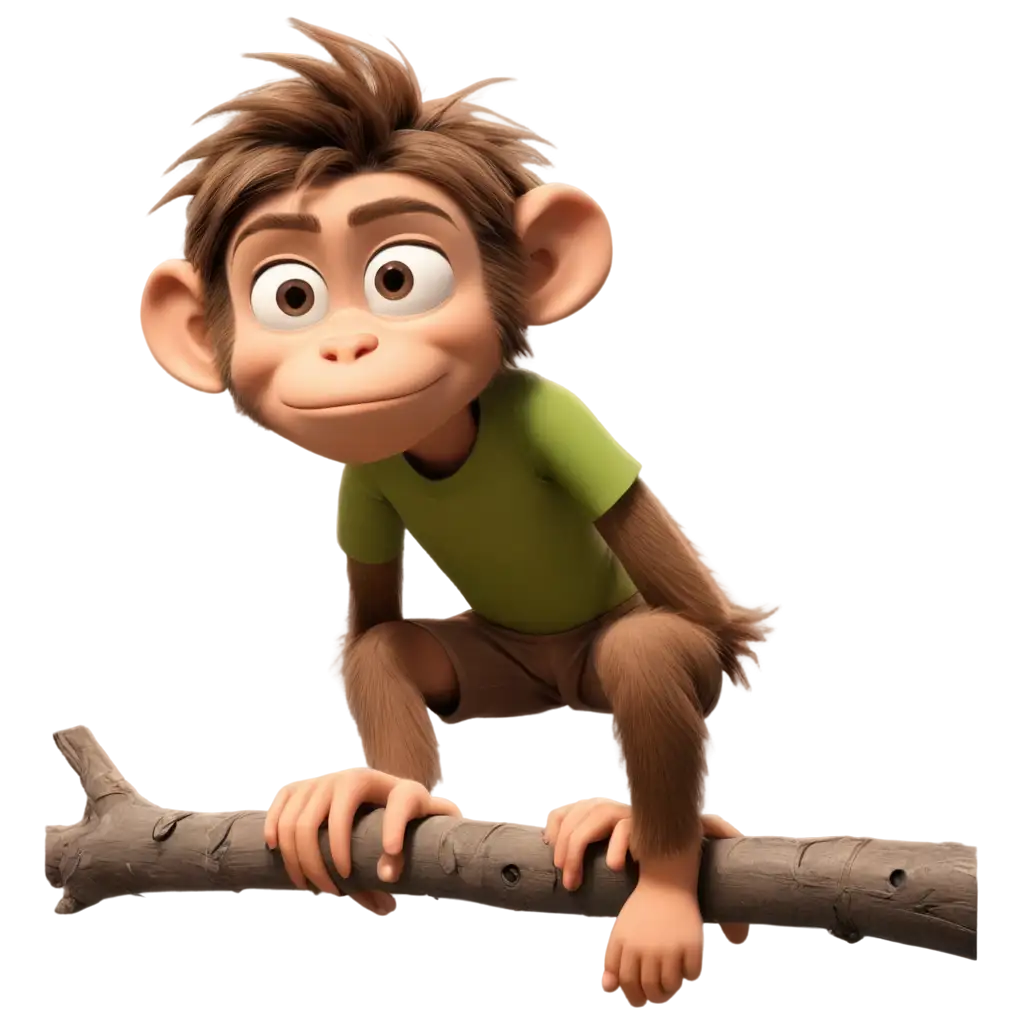 Pixar-Style-Monkey-MiMi-PNG-Image-Sad-Monkey-Sitting-Alone-on-a-Branch