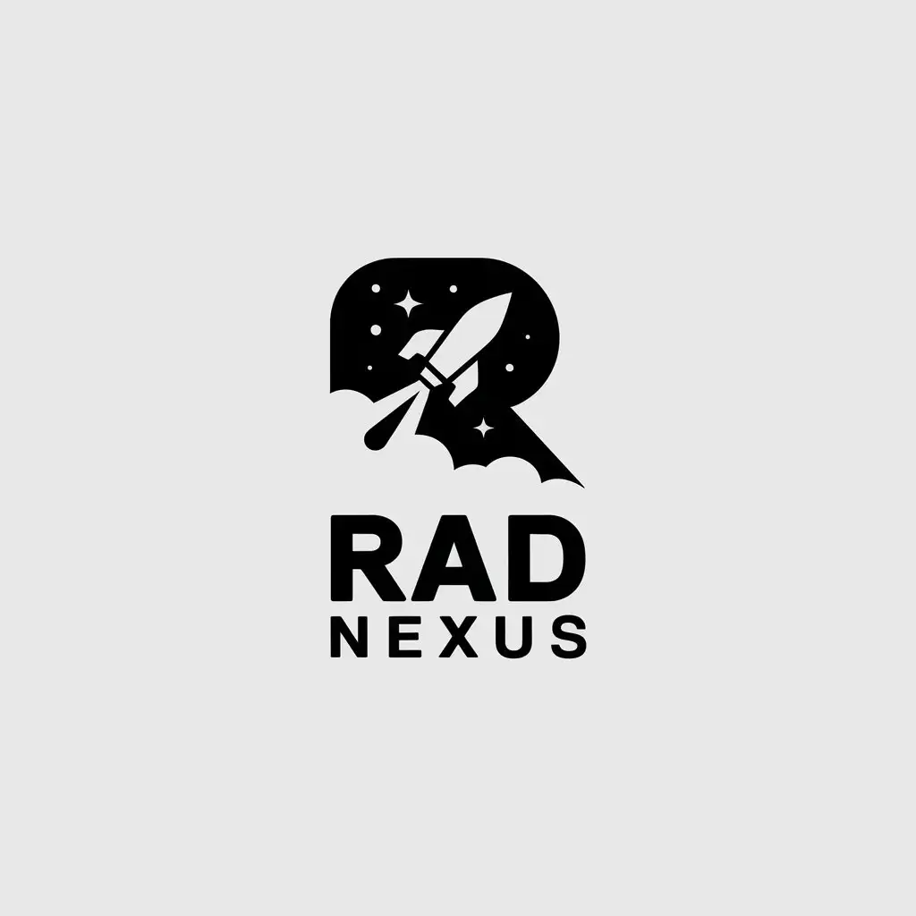 LOGO Design for Rad Nexus Minimalistic Vector with R Letter Symbol and Clear Background