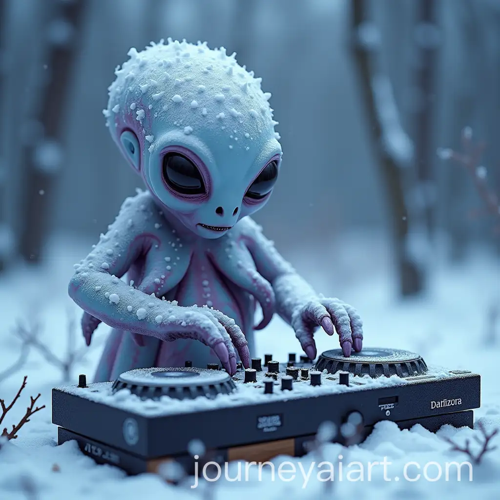 Alien-Octopus-DJing-for-Snowmen-in-a-Snowy-Landscape