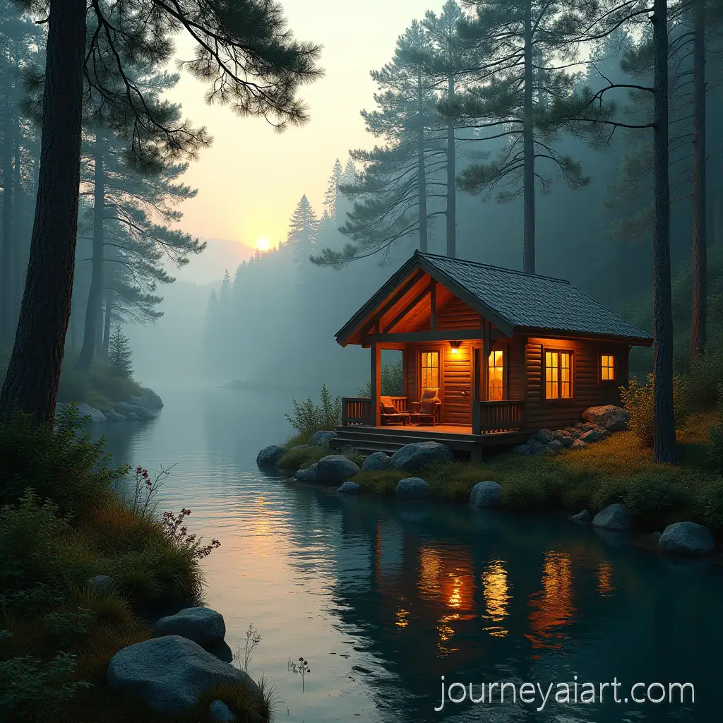 CozyCozy-riverside-cabin-Riverside-Cabin-with-Rustic-Furniture-Overlooking-Calm-Ocean-and-River